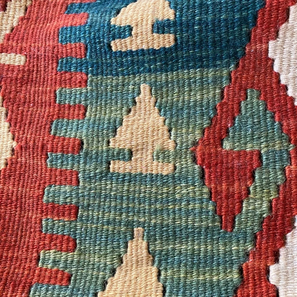 Vintage Bohemian Aztec Kilim Rug Wall Tapestry Accent Rug 50”X34”